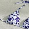2025 European & American Print Lace-Up Bikini: Sexy Three-Piece Swimsuit Women's Beachwear