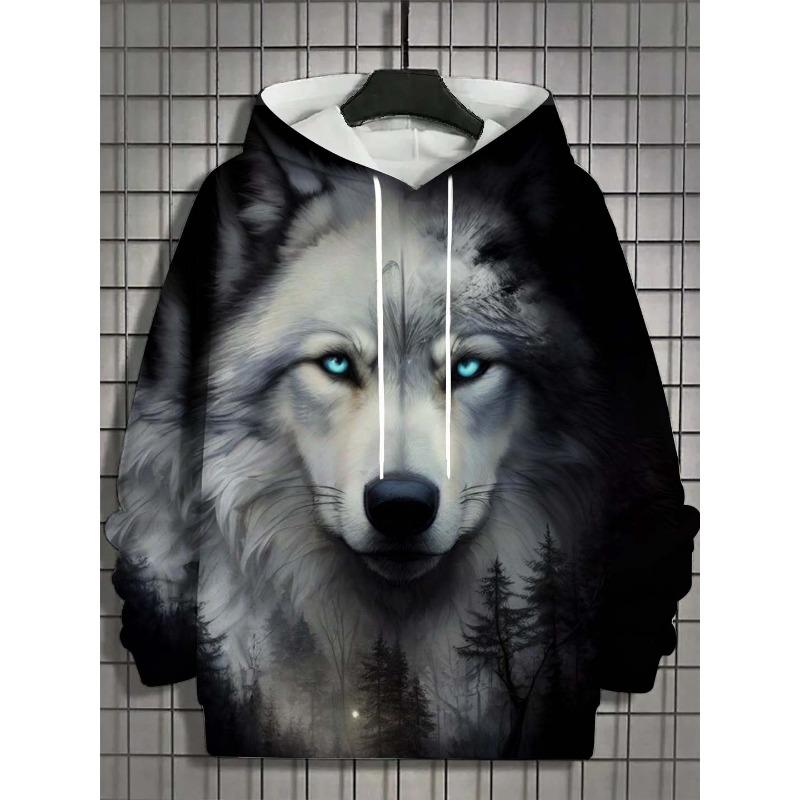 

Мужская толстовка с капюшоном с 3D-принтом, топы с изображением животных, графика волка, толстовка с длинным рукавом, модная повседневная осенняя унисекс-топы, свободные уличные топы с капюшоном XL