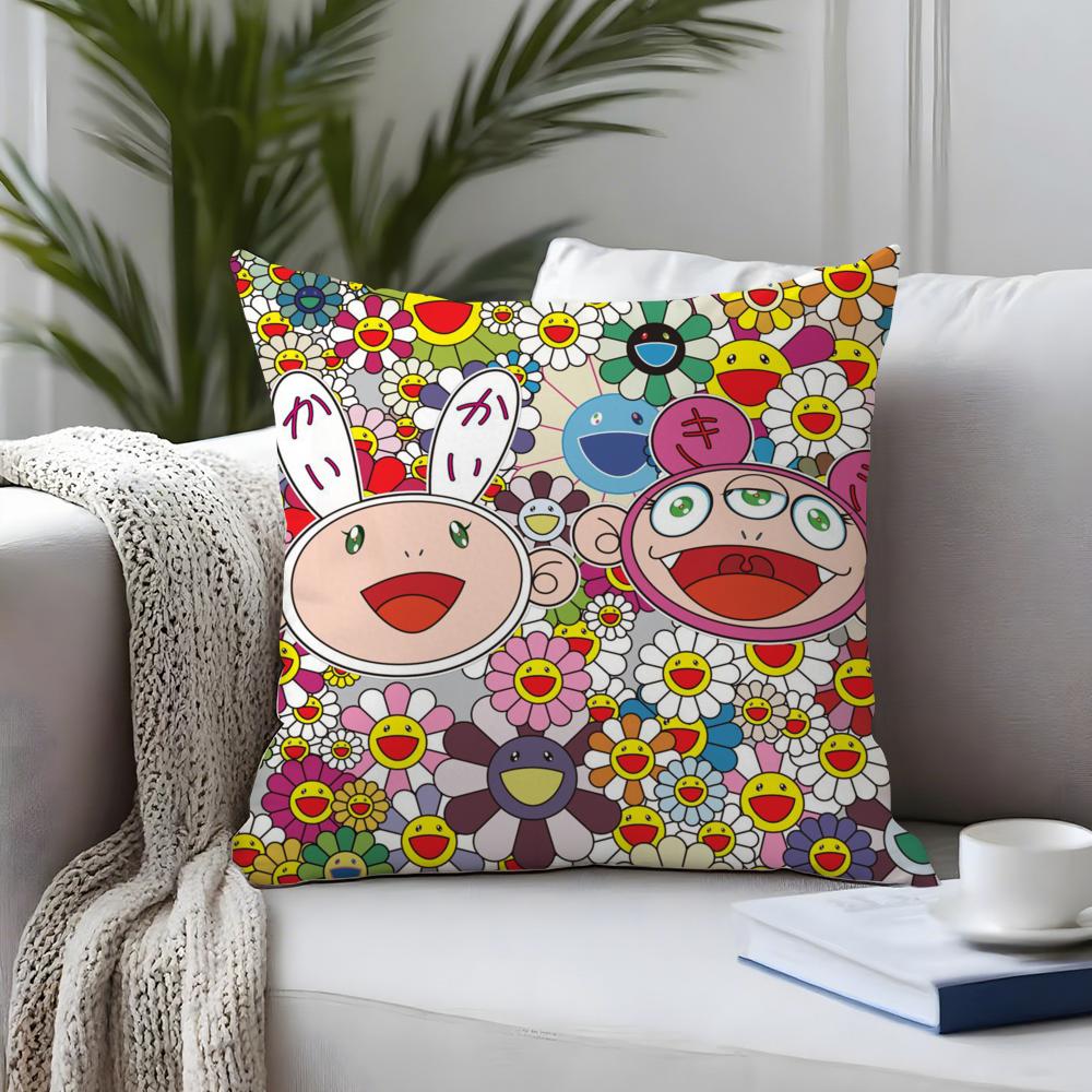 Brand TTakashi MMurakami Cushion Cover Plush Fabric Soft DoubleSided Printed Sofa Warm Winter Home Child Gift Pillow Case