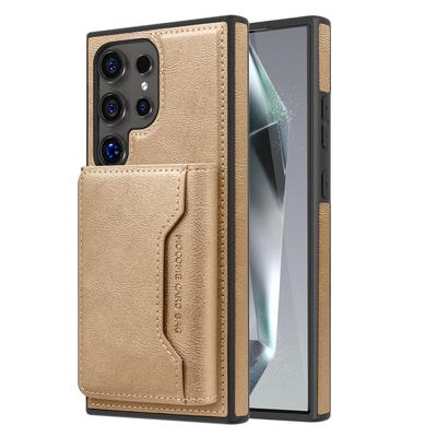 Geschikt voor Samsung S25 Ultra Mobiele Telefoonhoes Magnetische Kaarthouder Standaard Leren Hoes Kaart Twee In Een S23 Beschermhoes S22