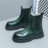 British Medium Tube Martin Boots Men's Trendy Leather Platform Cigarette Boots Glossy Black Chelsea Boots European and American High-top Shoes Men