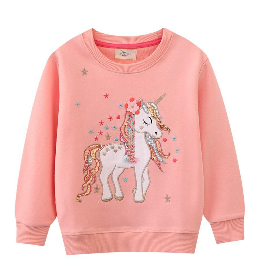 New Arrival: Girls' Autumn Hoodie with Cute Unicorn Cartoon Embroidery - European & American Style