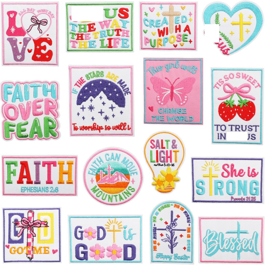 Son Of Jesus Embroidery Cloth Sticker Holiday Costume Decoration Faith Quotes Patch Sticker Flower Letter Embroidery Chapter Ironing