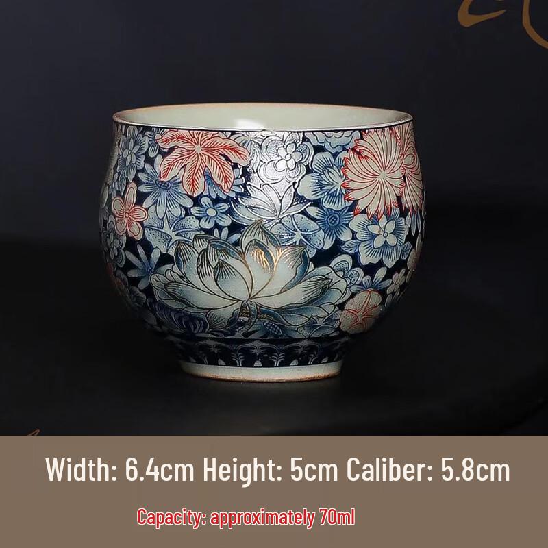 Ru Kiln Blue and White Floral Sancai Gaiwan