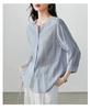 French Round Neck Seven Quarter Sleeved Shirt for Women, 2026 Spring Fashion, Loose and Versatile Commuting Shirt
