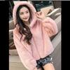 Winter new hooded imitation rabbit plush fur coat lamb wool loose thickened imitation mink velvet coat female trend