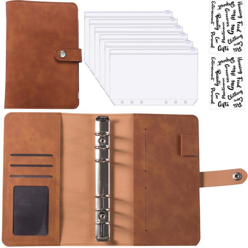 A6 PU Leather Budget Binder Notebook Cash Envelopes System Set,with Binder Pockets for Money Budget Saving Bill Organizer
