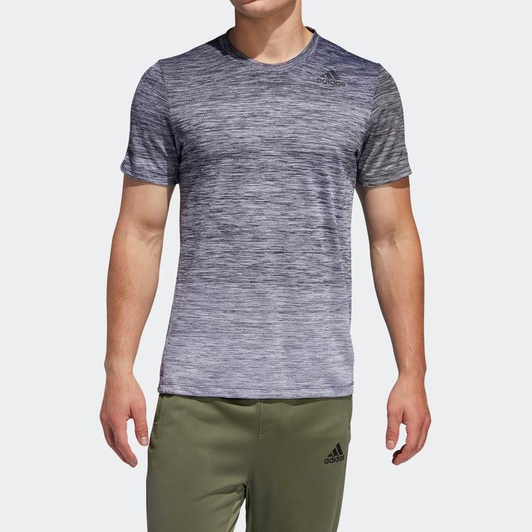 Adidas T Shirts Men's Metallic Black Crew Neck Moderate Straight Fit FL4394
