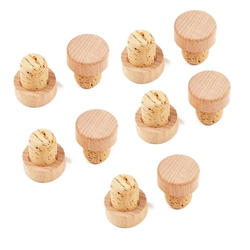 10pcs Natural Wood with Cork Wine Bottle Stopper for DIY Crafting Unfinished Cork Bottle Tops Bulk Cork Stoppers For Guest Gifts 7