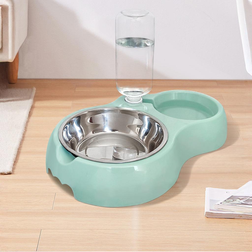 Dog Bowls, Food and Water Bowl Set with Water Dispenser and Stainless Steel Bowl for Cats and Small Dogs