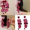 Long Flower Dangle Earrings Silver Rose Earrings Vintage Bohemian Jewelry Suitable for Women Party Holiday Wear