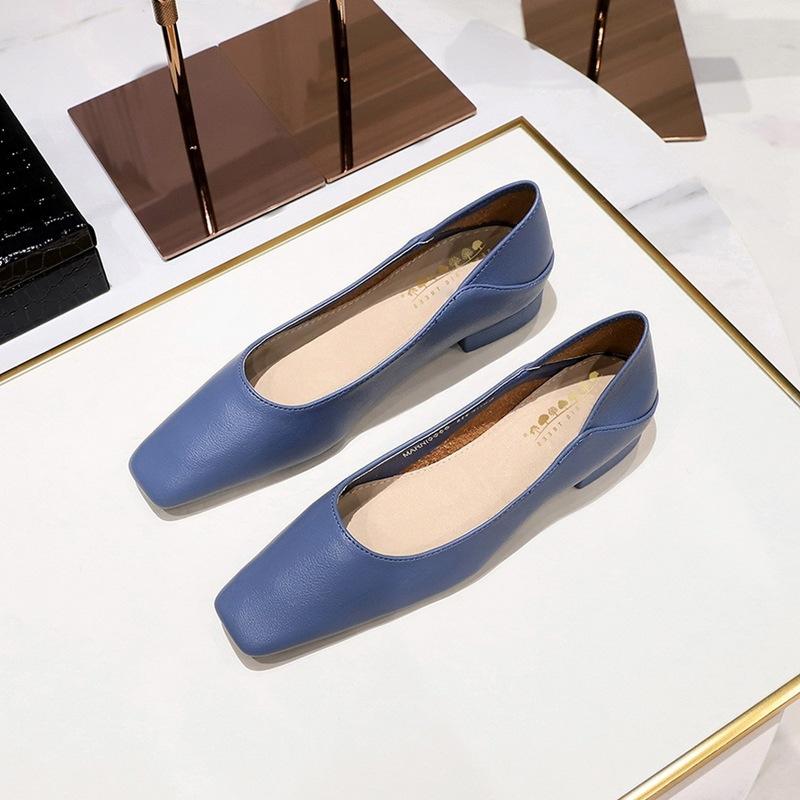 Super Soft! Daily Commuting Single Shoe Temperament Korean Spring Square Head Shallow Mouth Comfortable Retro Simple One-pedal Grandma Shoes