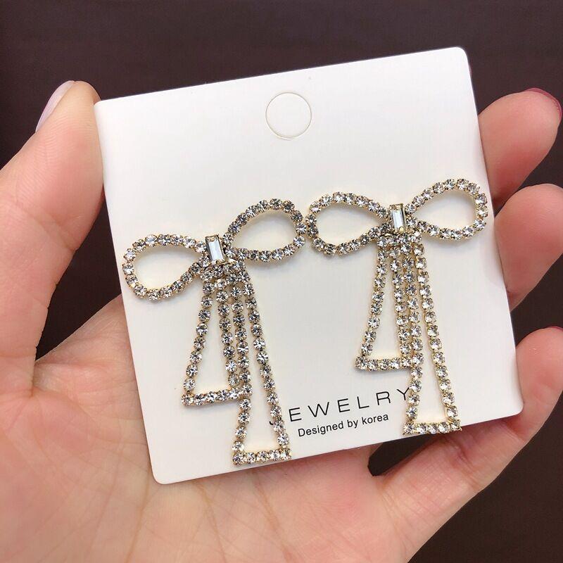 Trendy Bowknot Frauen Baumeln Ohrringe Koreanischen Stil Bogen Ohrringe Perle Quaste Lange Mode Weibliche Schmuck