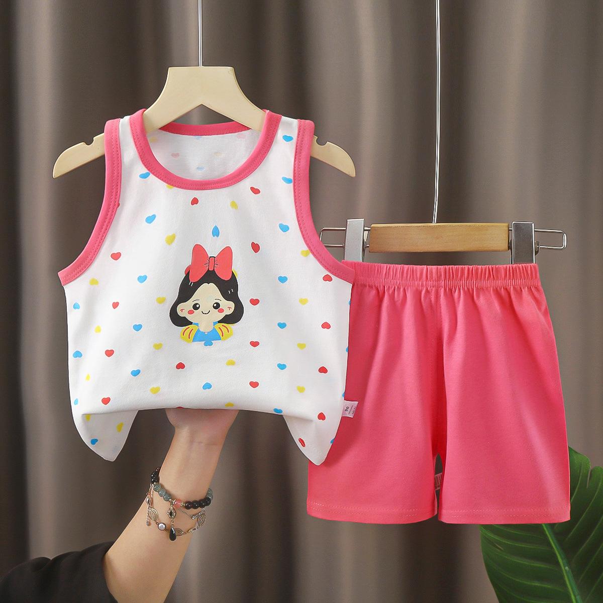 

Детские комплекты Детская одежда Мальчики Девочки Жилет Костюм Летняя детская одежда Детские хлопковые футболки Шорты Майка без рукавов 110