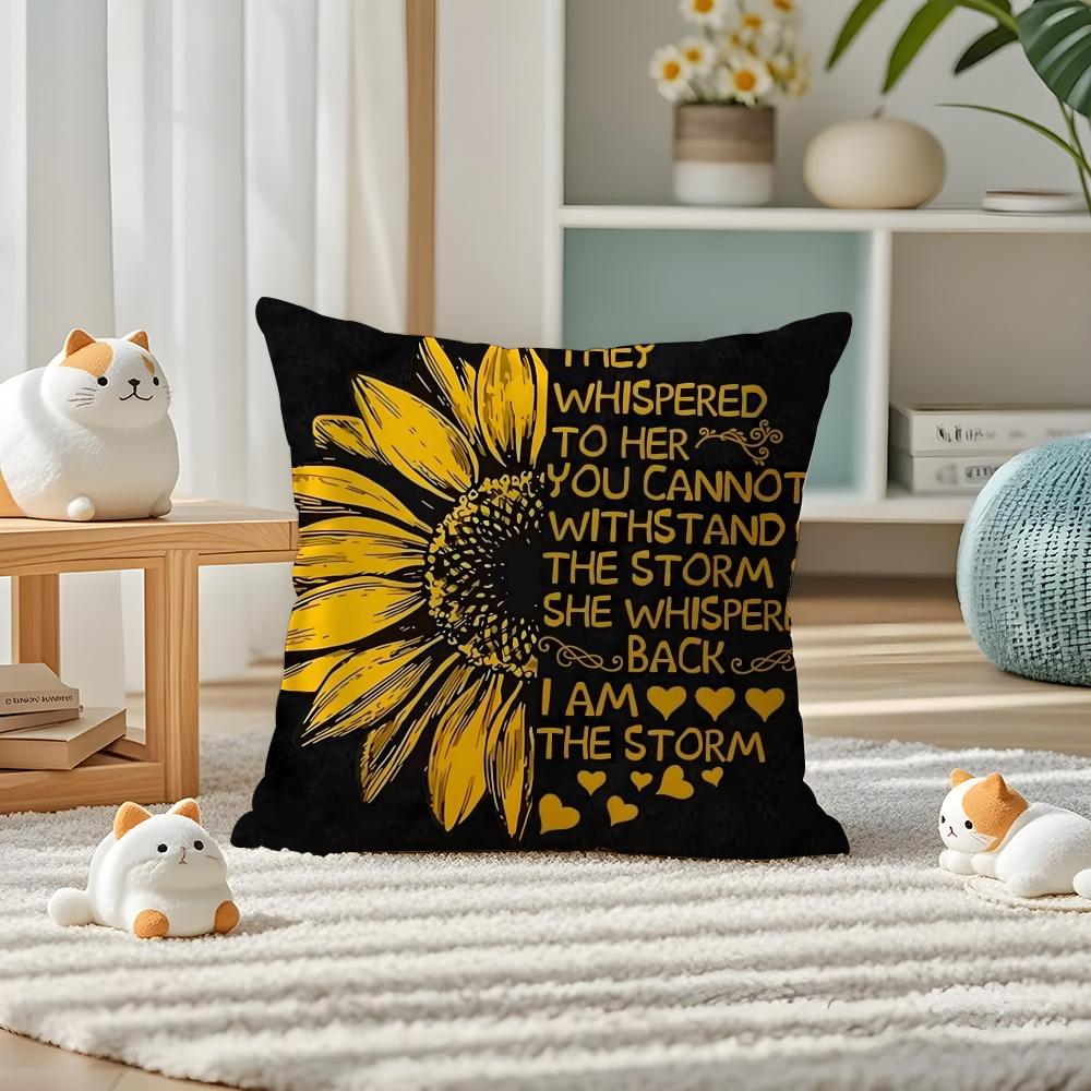 Sunflower Patterns Series Pillow Case Silky elegant Comfort Sofa Bed Invisible zipper