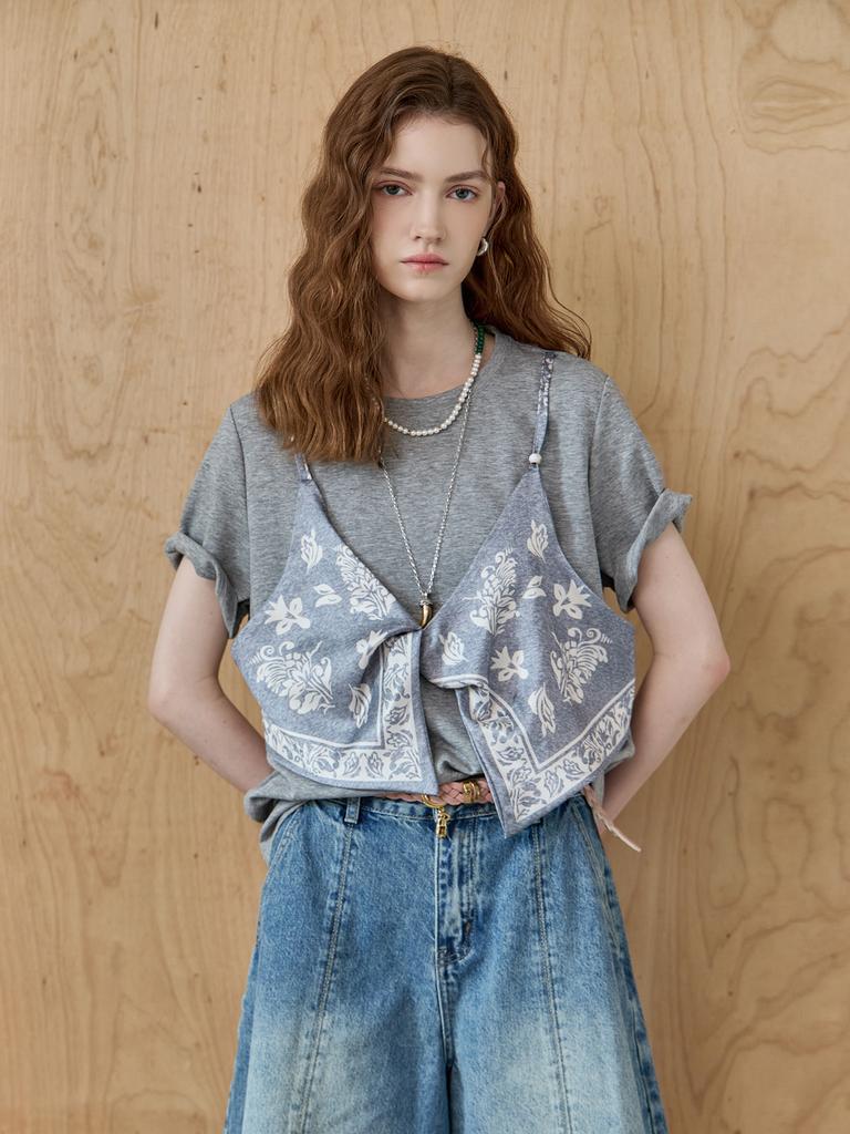 MAXZA Twist Bandana Bustier Layered T-Shirt