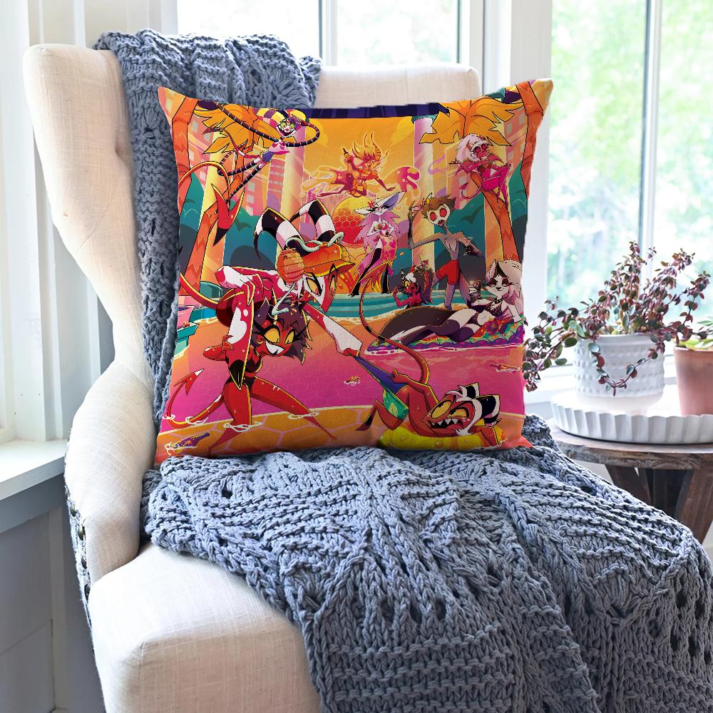 Animation H-Helluva B-Boss Pillow Case Square Pillow Bedroom Sofa Leisure Comfort Cushion Car Living Room Home Decoration 40X40
