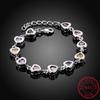 925 Sterling Silver Created Moissanit Rainbow Crystal CZ Gemstone Love Heart Bracelets For Female Jewelry Wedding Gift