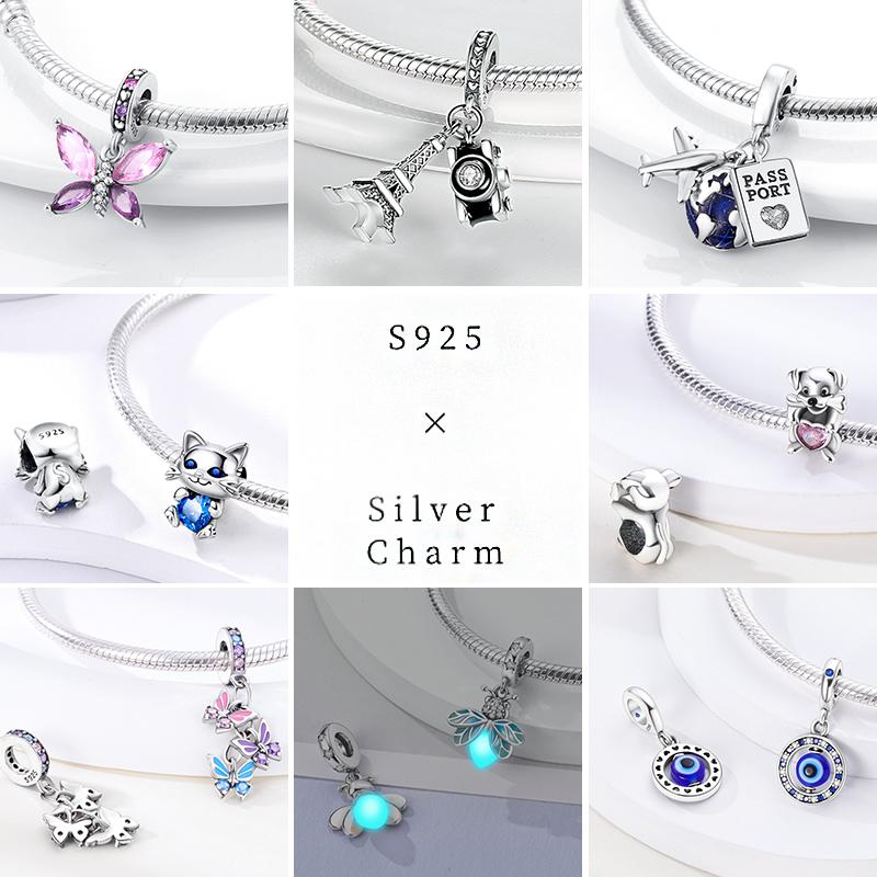 Charm Copper Original Butterfly Firefly Pink Bow Coloured Charms Beads Fit Pendants Bracelet Birthday Diy Jewelry Collection