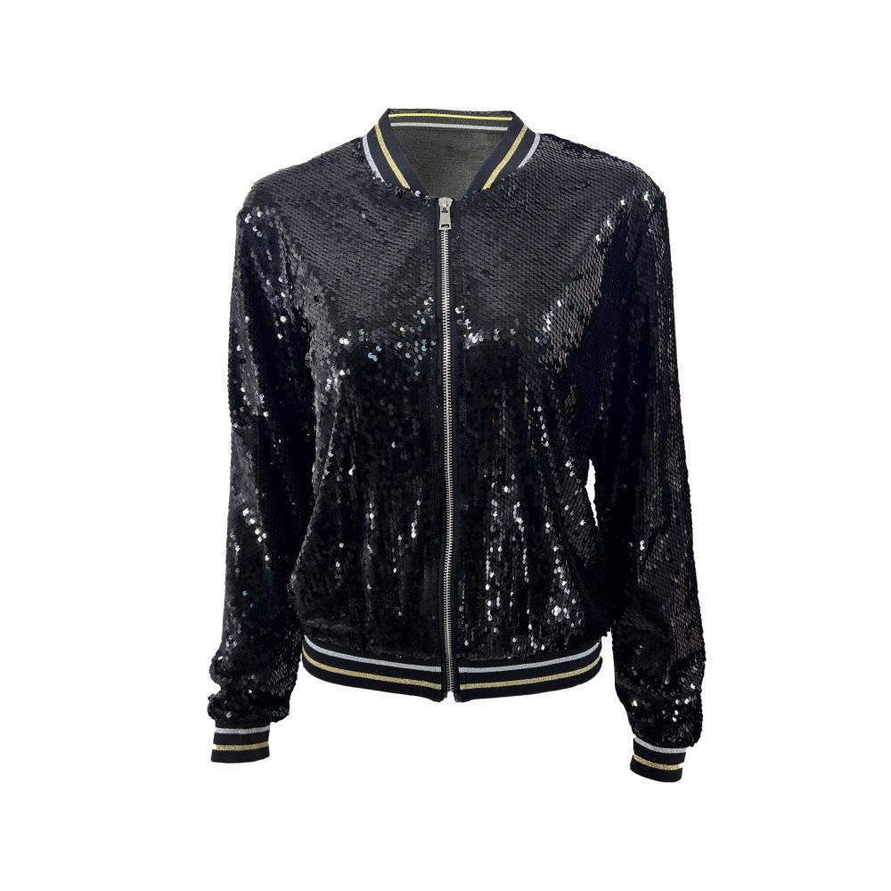 Women's Temperament Short Sequins Spring and Autumn Jacket Cardigan