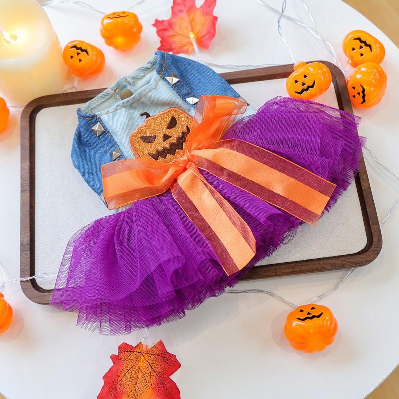 PETCIRCLE Halloween Pet Dress Dogs Cats - Pumpkin Ghost Pirate Witch Wedding Skirt