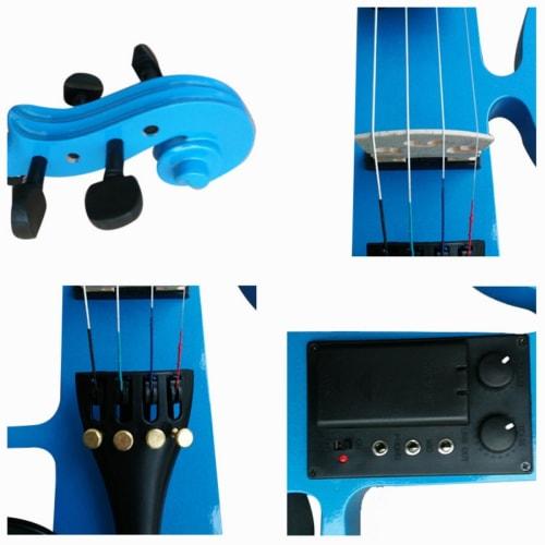 Electric Ebony Silent Violin 4/4 Beginner's Set, Full Size, 4/4 Solid Wood Electric Silent Violin, Chin Rest, Ebony Fittings, Hard Case, Extra Strings