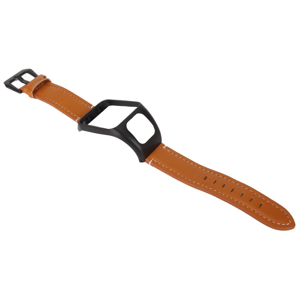 Watch Band Leather Quick Release Adjustable Vintage Watch Strap Replacement with Protector Case for TOMTOM Runner3