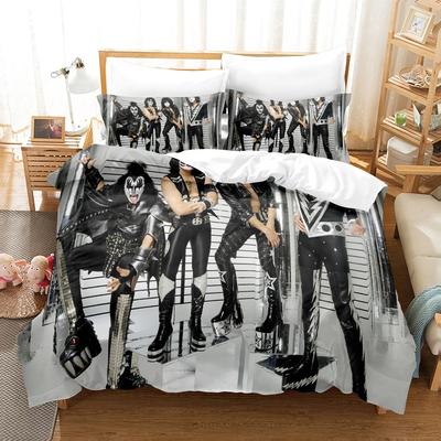 Kiss Rock Band Musik Bettwäsche Set 3D Bettbezug Polyester Kissenbezüge Bettdeckenbezug Mode Heimdekoration Geschenk Einzelbett Queen King Size