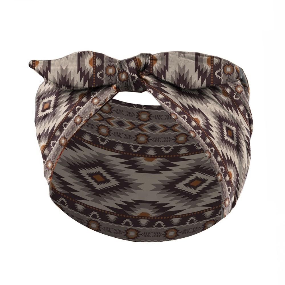 Wide Boho Print Headband Elastic Turban Headwear Casual Bohemian Hair Bands for Yoga Biker