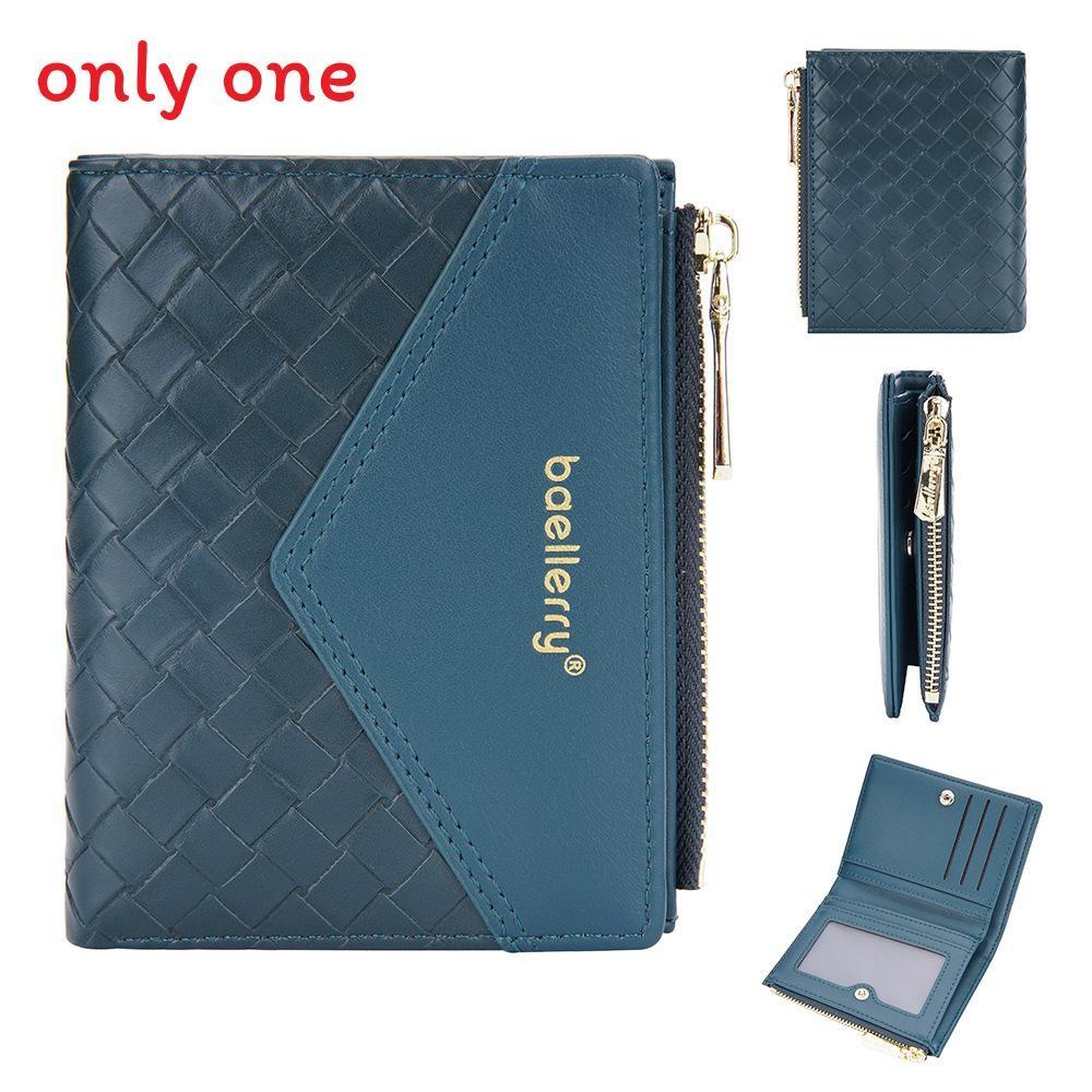 Ladies Fashion Card Holder Pu Material With Weaving Pattern Design And Letter Print For Everyday Carry