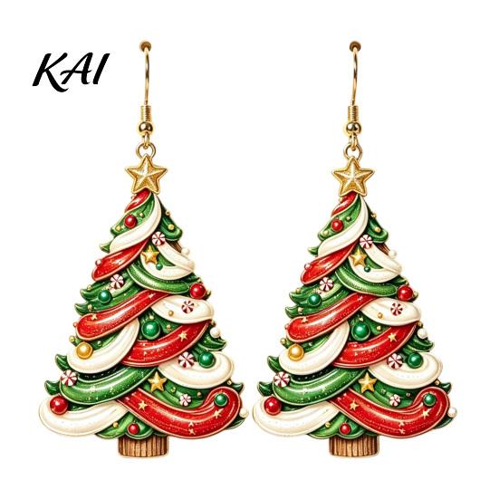 Unique Christmas Party Favors 2D Acrylic Earrings, Colorful Tree Dangle Earrings with Bow Holiday Gifts Decor, Lightweight Drop Jewelry, Decorations