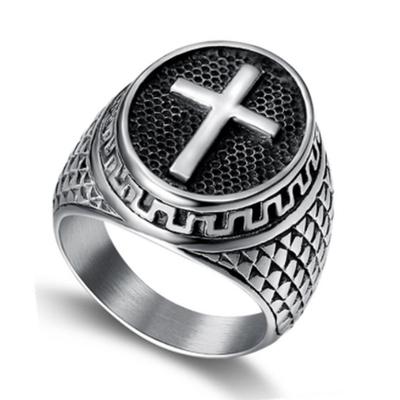 Cool Stainless Steel Mens Christian Cross Ring For Men Women Silver Size 6-15