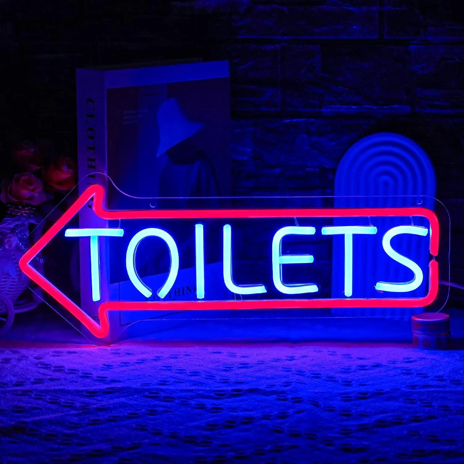 Neona tualetes zīmes sienas dekorēšanai Tualetes