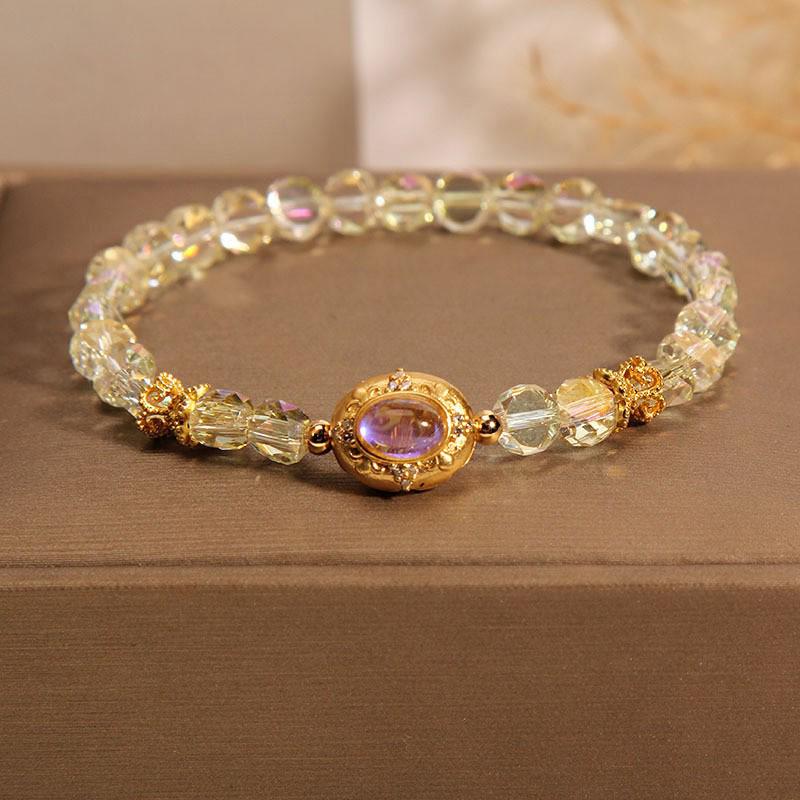Elegant Irregular Faceted Crystal Bracelet: High-End Light Luxury Beads for Good Luck - Perfect Gift for Friends