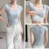 Women's Summer Ice Silk Square Neck Fly Sleeve Tank Top - Breathable, Slim, Trendy Street Style, Short Sleeve Outerwear
