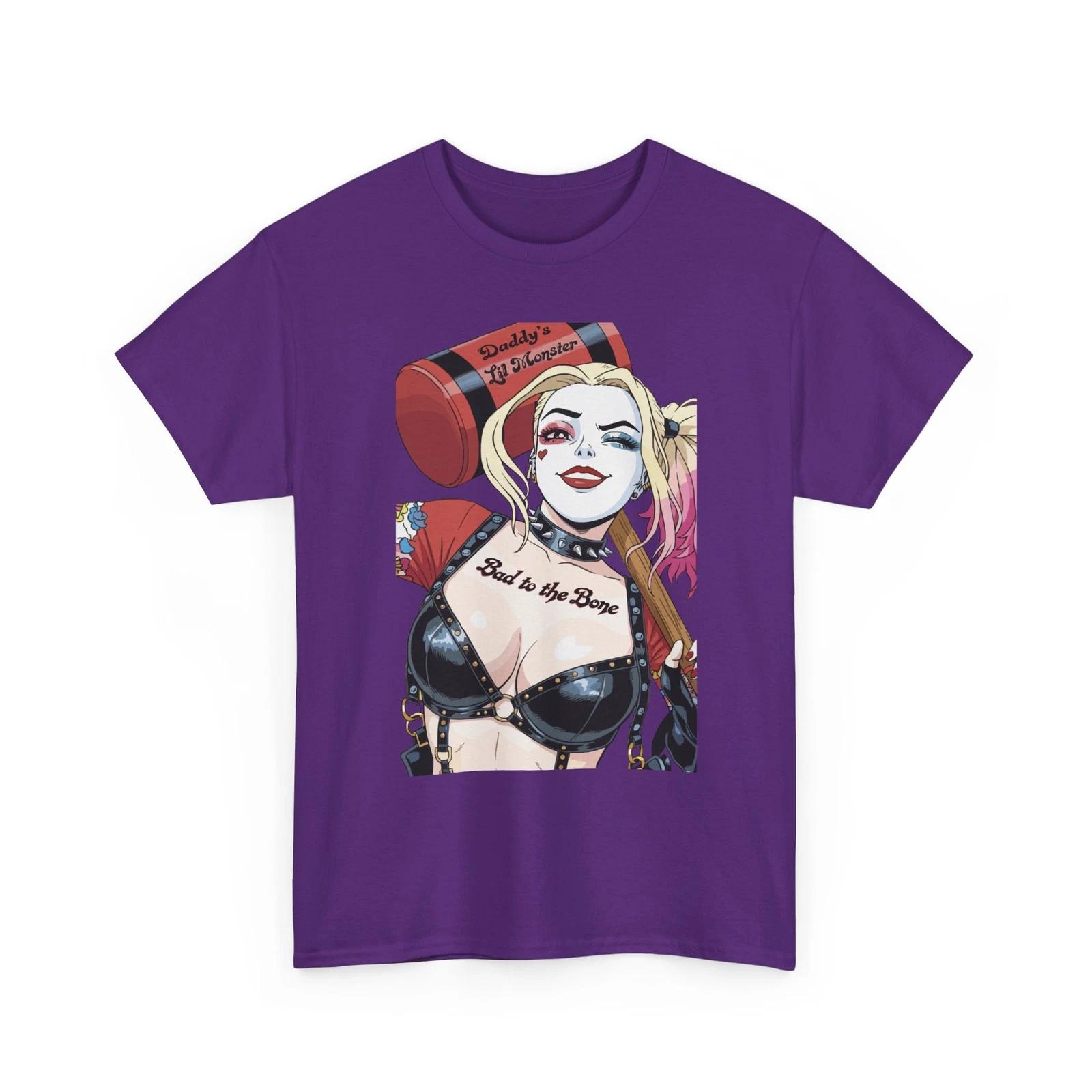 100% Cotton T-shirt Mens Tees Top Harley Quinn Daddy s Lil Monster 100% cotton S