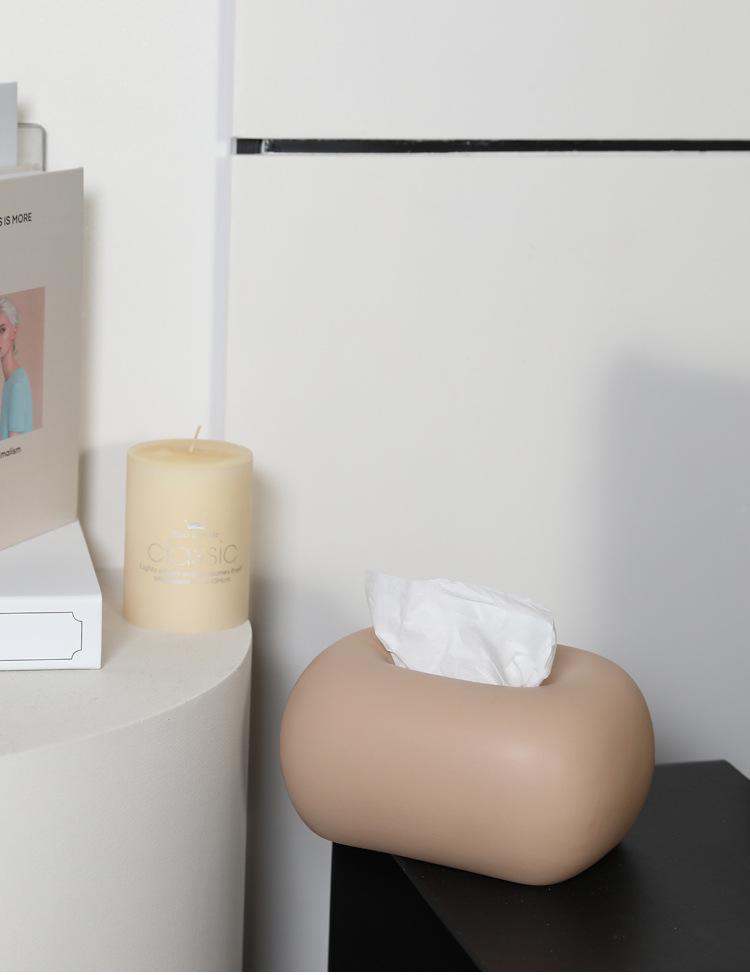 Ceramic Cream Tissue Box: Modern Light Luxury Ornament for Living Room, Coffee Table, or Dining Table Decor.
