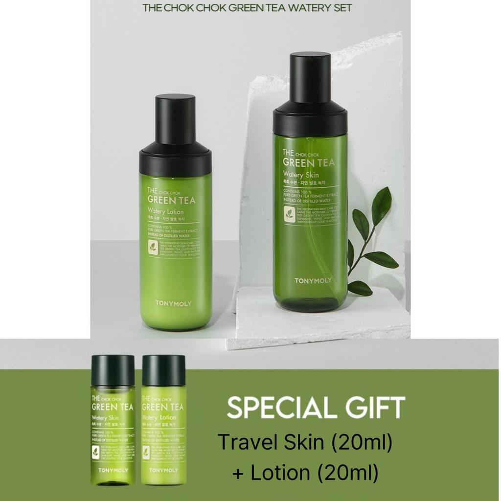 [Tonymoly] The Chok Chok Green Tea watery Skincare set(Skin 180ml/Lotion 160ml)