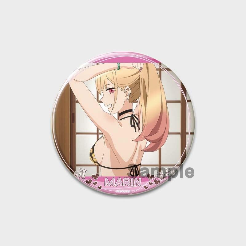 58MM My Dress-Up Darling Anime Brooches Kitagawa Marin Kuroe Shizuku Cosplay Badge Accessories Backpack Clothes Decoration XMAS Gift