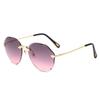 Frameless Trimmed Sunglasses, Trendy Temperament Sunglasses, Women'S Big Face And Thin Glasses, Uv Protection