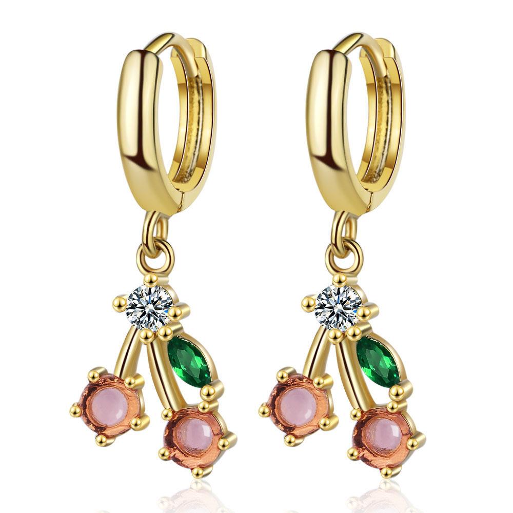 

2026 Fresh Mori Pink Cherry Sweet Fruit Ear Buckle Femininity Korean Edition Earrings Earrings Buckle золотий