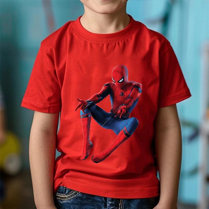 Tendencias de Moda Estampado de Dibujos Animados Anime Spider-Man Ropa para Niños y Niñas Camiseta en Verano Ropa Infantil Manga Corta