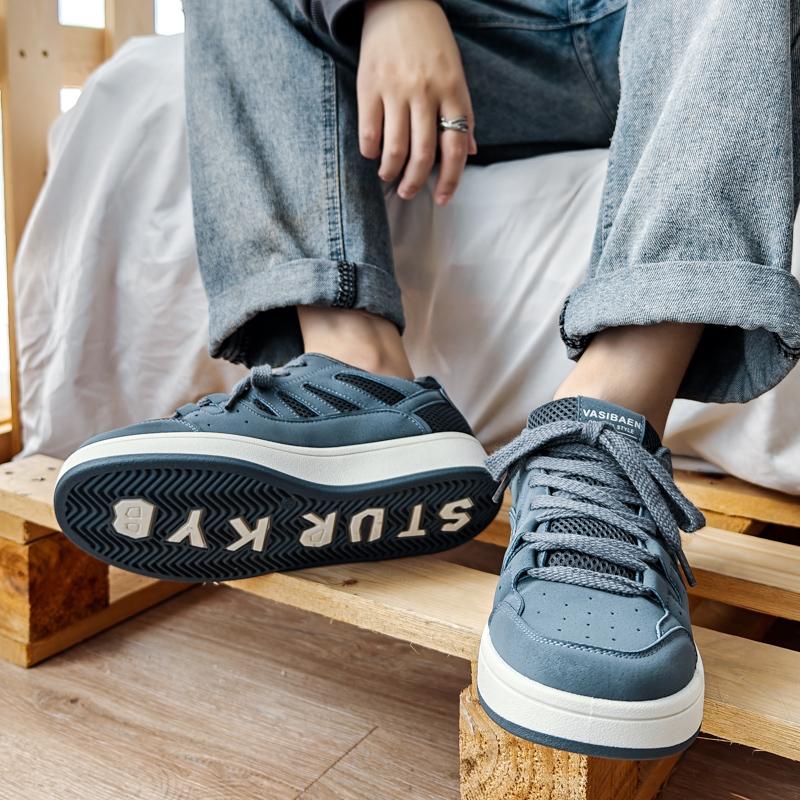 Moda Gri Erkek Spor Ayakkabıları Rahat Düşük Kesim Bağcıklı Kaykay Ayakkabıları Erkek Nefes Alabilen File Düz Erkek Günlük Spor Ayakkabıları
