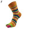 Calzini da Donna Ragazza Traspiranti a Cinque Dita Colorati a Righe in Cotone con Dita Separate ZPG