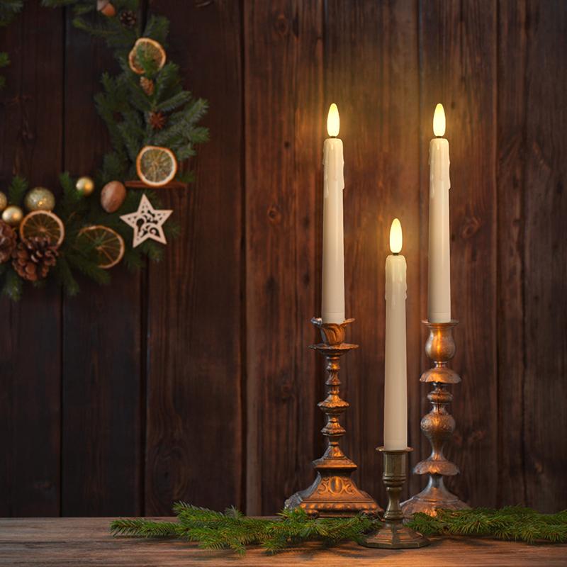 Elektronische Kerze mit Batterie-Timer und Fernbedienung, flammenlose LED-Kerzen, Tränenlicht, Hochzeitsessen, Heimdekoration, 21 cm
