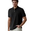 Polo Shirt Solid Color Jacquard Short Sleeved Casual Slim Fit Lapel Shirt for Men