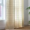 Tenda Plaid Vintage Americana con Nappe Semi Oscurante Cotone Lino Tasca per Asta Soggiorno Balcone Cucina Finestra a Golfo Protezione UV Arredamento Boho Rustico