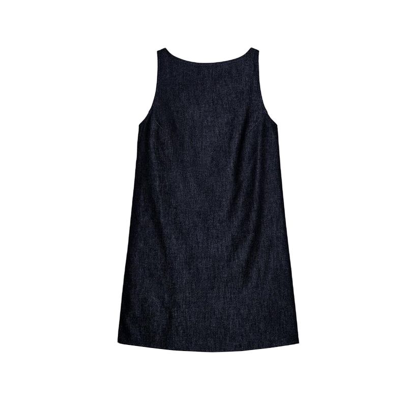 Summer New Retro Elegant Commuter Round Neck Sleeveless Type a Backless Denim Short Dress 5216072