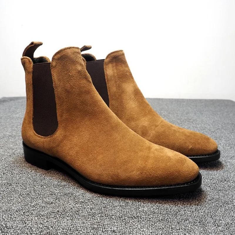 Men's Chelsea Boots 2025 New Small Square Head Men's Shoes Versatile Fashion Men's Short Boots Ankle Boots