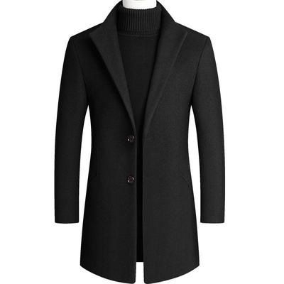 Herbst- und Winter Herren Wollmantel Mittel und Lang Trenchcoat Baumwolle Verdickt Herrenmantel Herren Woll-Trenchcoat